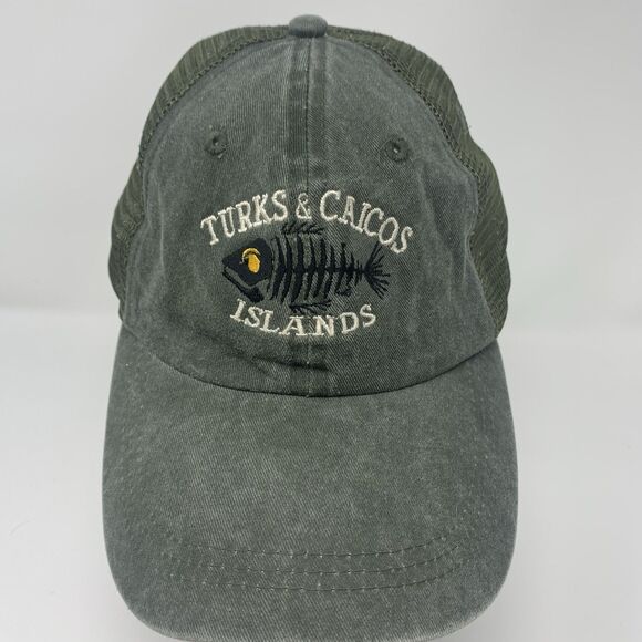 Turks & Caicos Islands Green Mesh Back Baseball Cap Hat Strapback - Picture 1 of 9